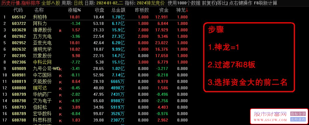 通达信【2024神龙竞价】竞价排序指标，信号全天不变！源码附图_展示图_01