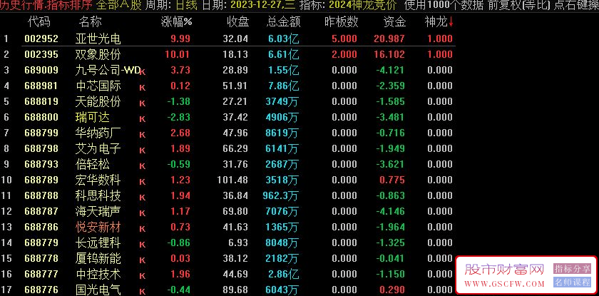 通达信【2024神龙竞价】竞价排序指标，信号全天不变！源码附图_展示图_04