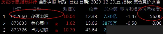 通达信【集合竞价涨停牛股承接度】热点排序,集合竞价擒牛,助您擒获当天最强板！源码附图_展示图_04