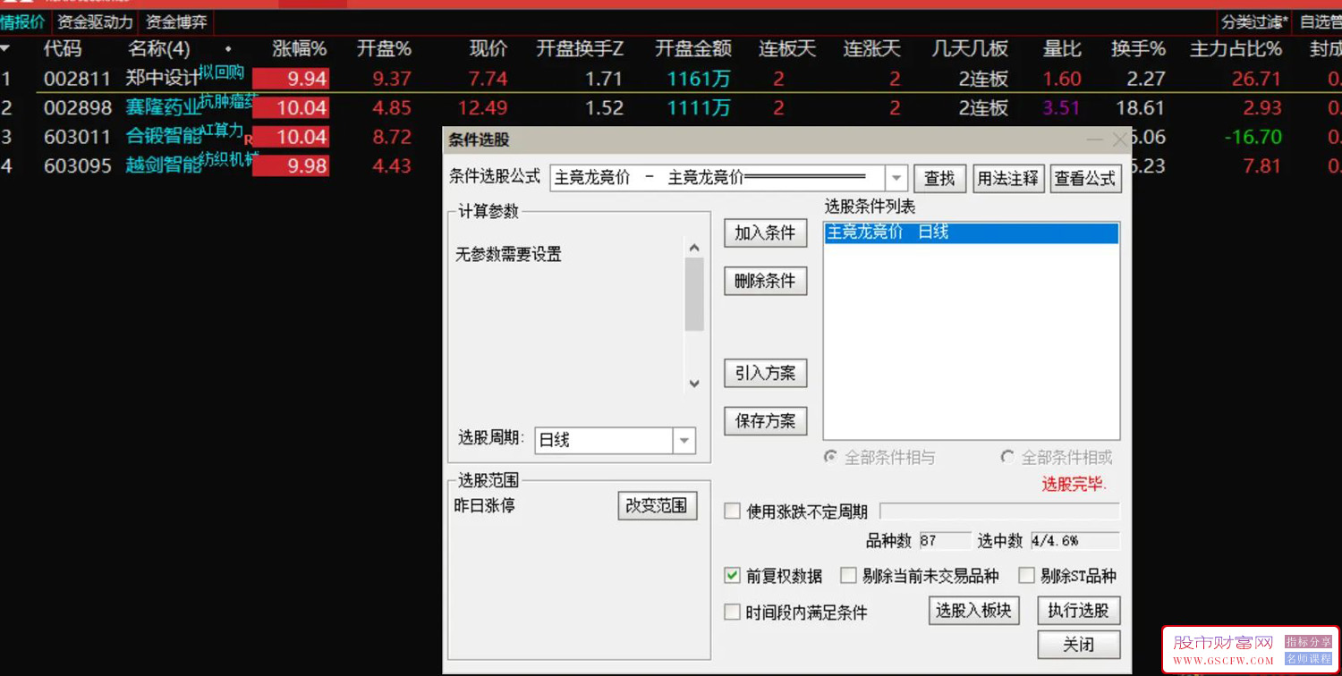通达信【主竞龙价竞价】集合竞价指标,副图+选股附图_展示图_01