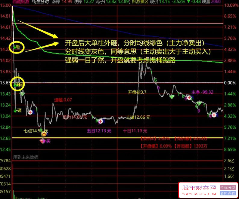 通达信街盈分时主图,将资金流向大单动向盘中异动开盘黄金5分钟统统整合进分时主图里_展示图_02