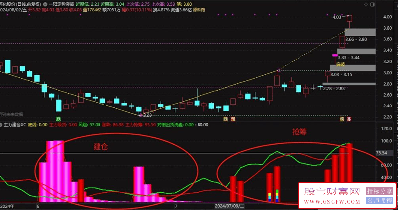 通达信主力建仓+吸筹副图指标,主力力度色块越多主力越强！源码_展示图_01