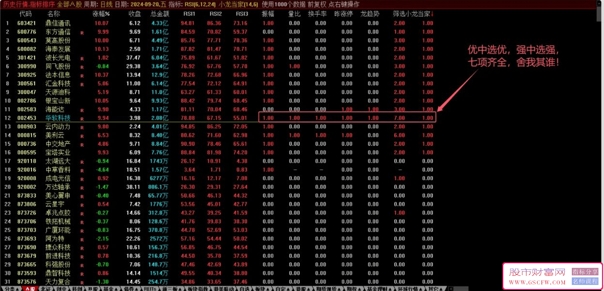 通达信【小龙当家】竞价系统技术指标:升级优化的集合竞价排序与选股利器，含副图+选股_展示图_03