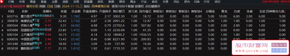 通达信【四神兽竞价排】竞价排序技术指标——体验智慧竞价交易的全新境界_展示图_01