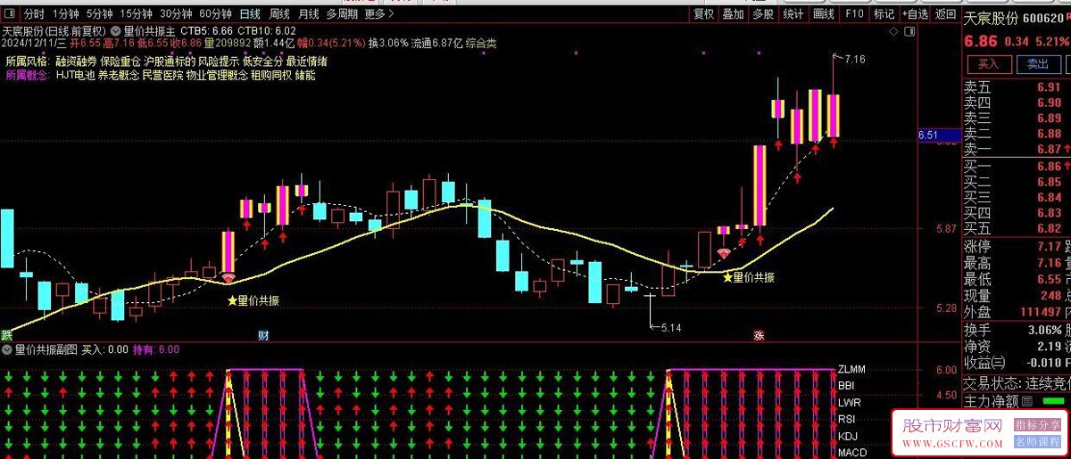 量价共振——股民最值得信任的指标之一,六指共振出现为确定性买点,主副图+选股_展示图_02