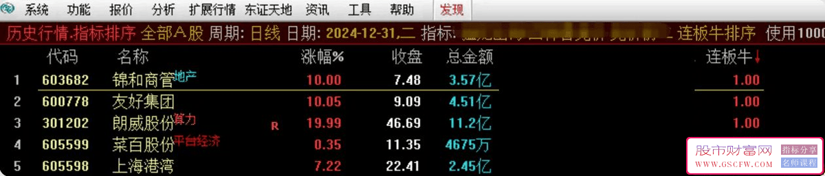 通达信【连板牛竞价】早盘竞价排序指标,选择排名第一名_展示图_04