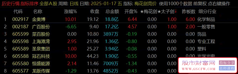 通达信【梅花剑+太子剑】早盘竞价排序,快速锁定优质目标,指标源码,永久版！_展示图_07