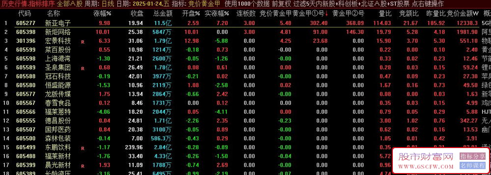 通达信【竞价黄金甲】排序,竞价黄金甲、黄金甲1号和黄金甲2号_展示图_04