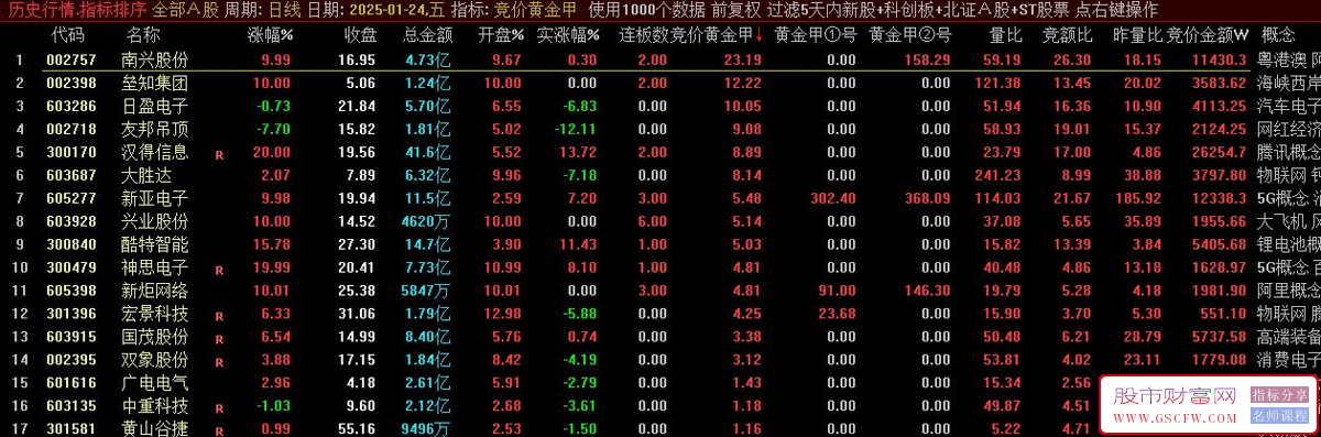 通达信【竞价黄金甲】排序,竞价黄金甲、黄金甲1号和黄金甲2号_展示图_03