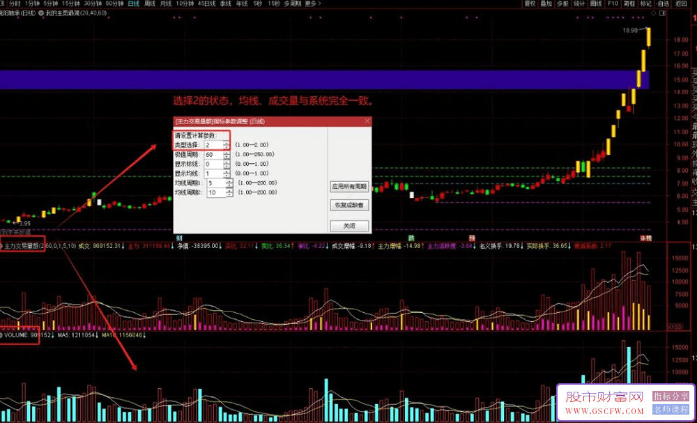 通达信【主力交易量额】副图指标,可选择交易额或交易量统计！源码_展示图_02