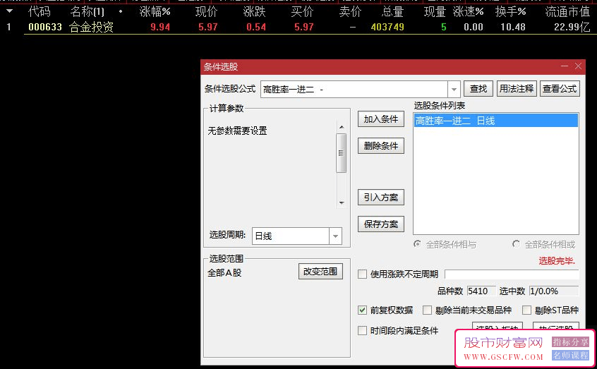 通达信【高胜率一进二】集合竞价排序/选股指标（9:25-9:30全A股适用）_展示图_02 ... ... ... ... ...