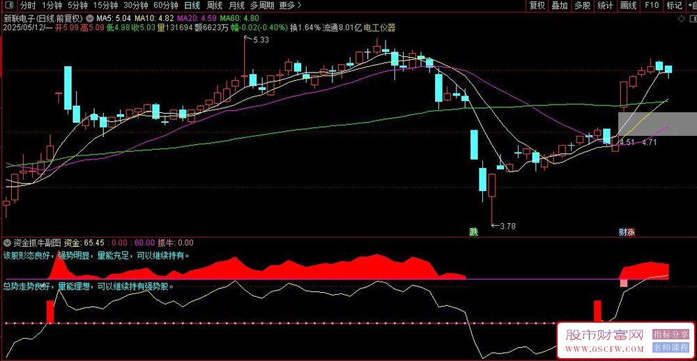 通达信〖资金抓牛〗副图+选股指标,帮投资者抓买卖点和避风险_展示图_03