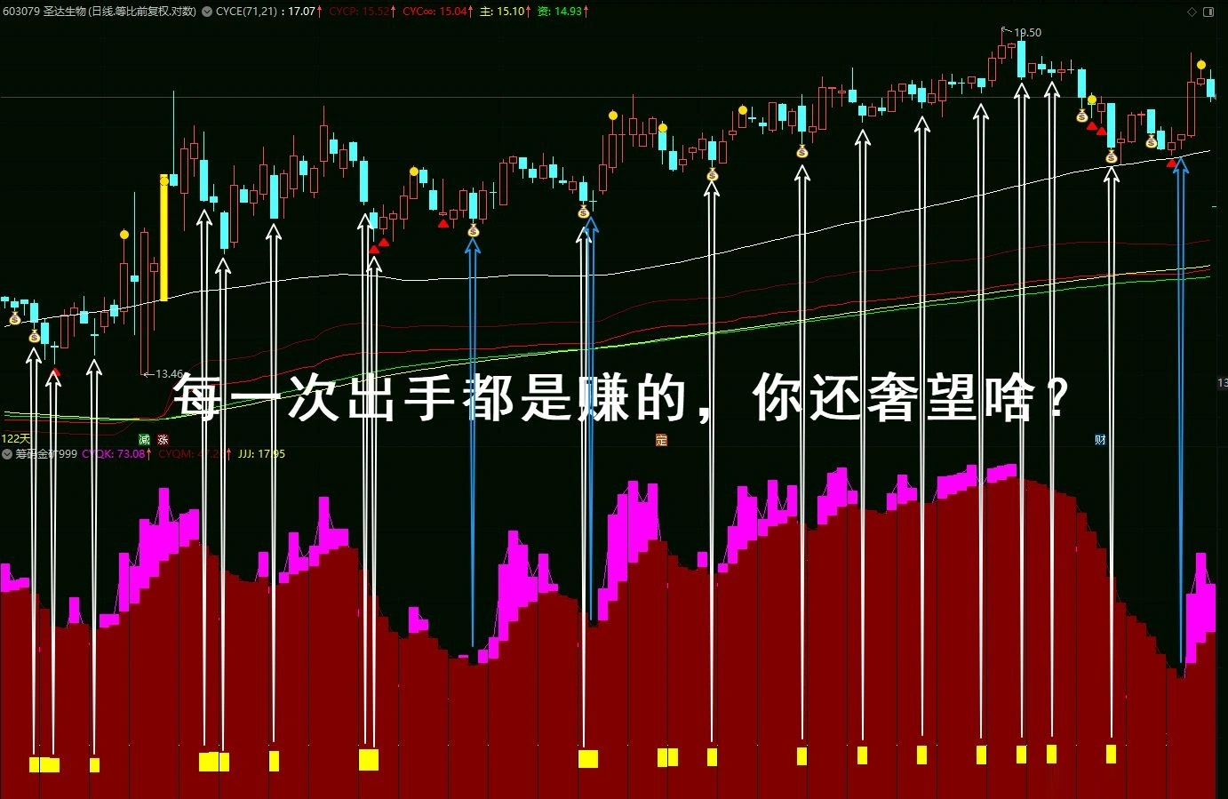 通达信【筹码黄金矿工】副图指标,开挖山中的金矿,筹码竖向分析,筹码赚家老师作品_展示图_04 ...