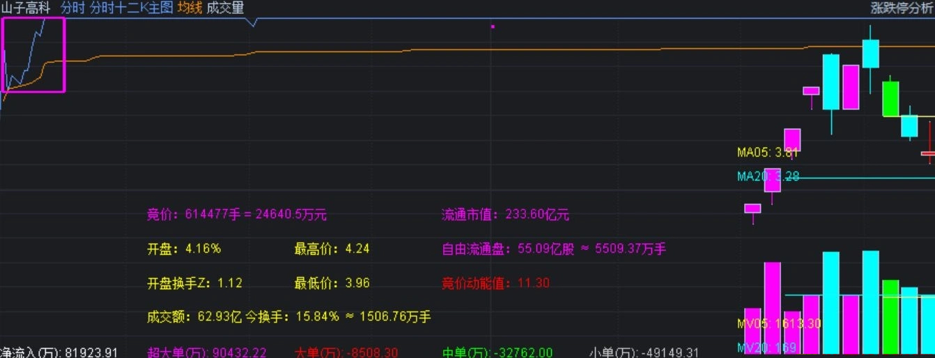 通达信【分时十二K】分时主图指标,叠加竞价数据+开盘十五分高低点画矩形！源码_展示图_01 ... ...