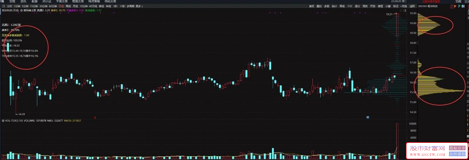 通达信【筹码峰】主图指标,细致显示,覆盖了流通股、换手率、成本分布核心数据_展示图_02