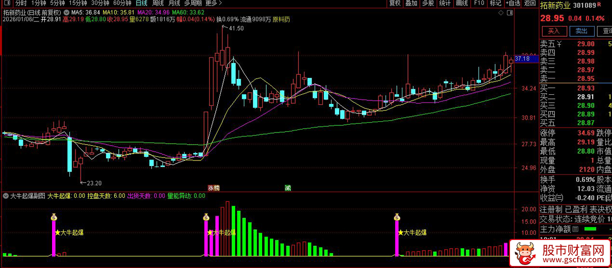 通达信〖大牛起爆〗副图指标_展示图_01
