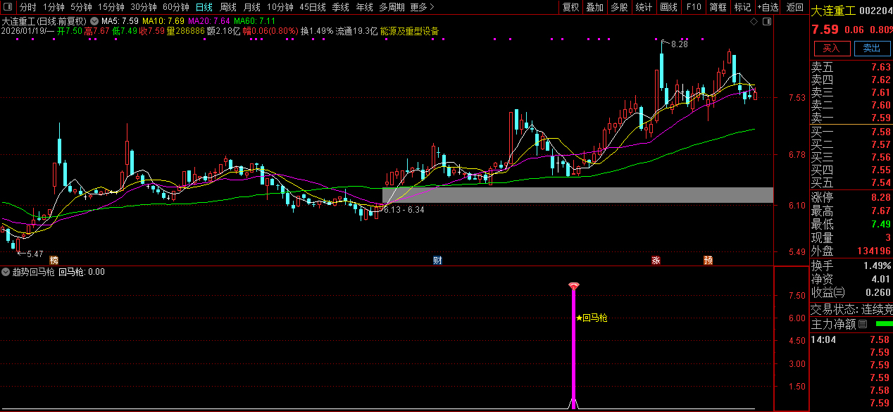 通达信〖趋势回马枪〗副图+选股_展示图_01