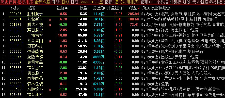 通达信【潜龙勿用】早盘竞价一进二排序_展示图_03
