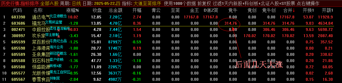 通达信【大道至简排序】排序金钻指标_展示图_09